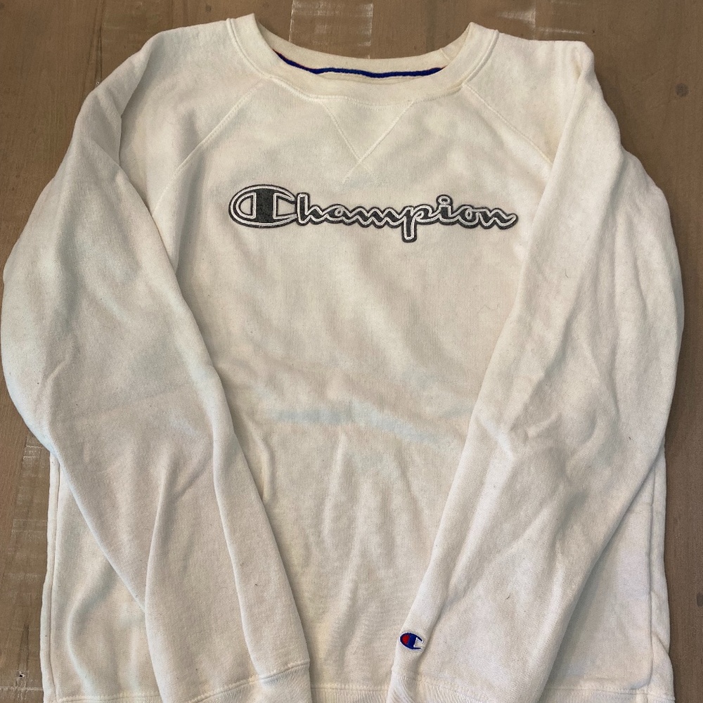 Small White Champion Crewneck